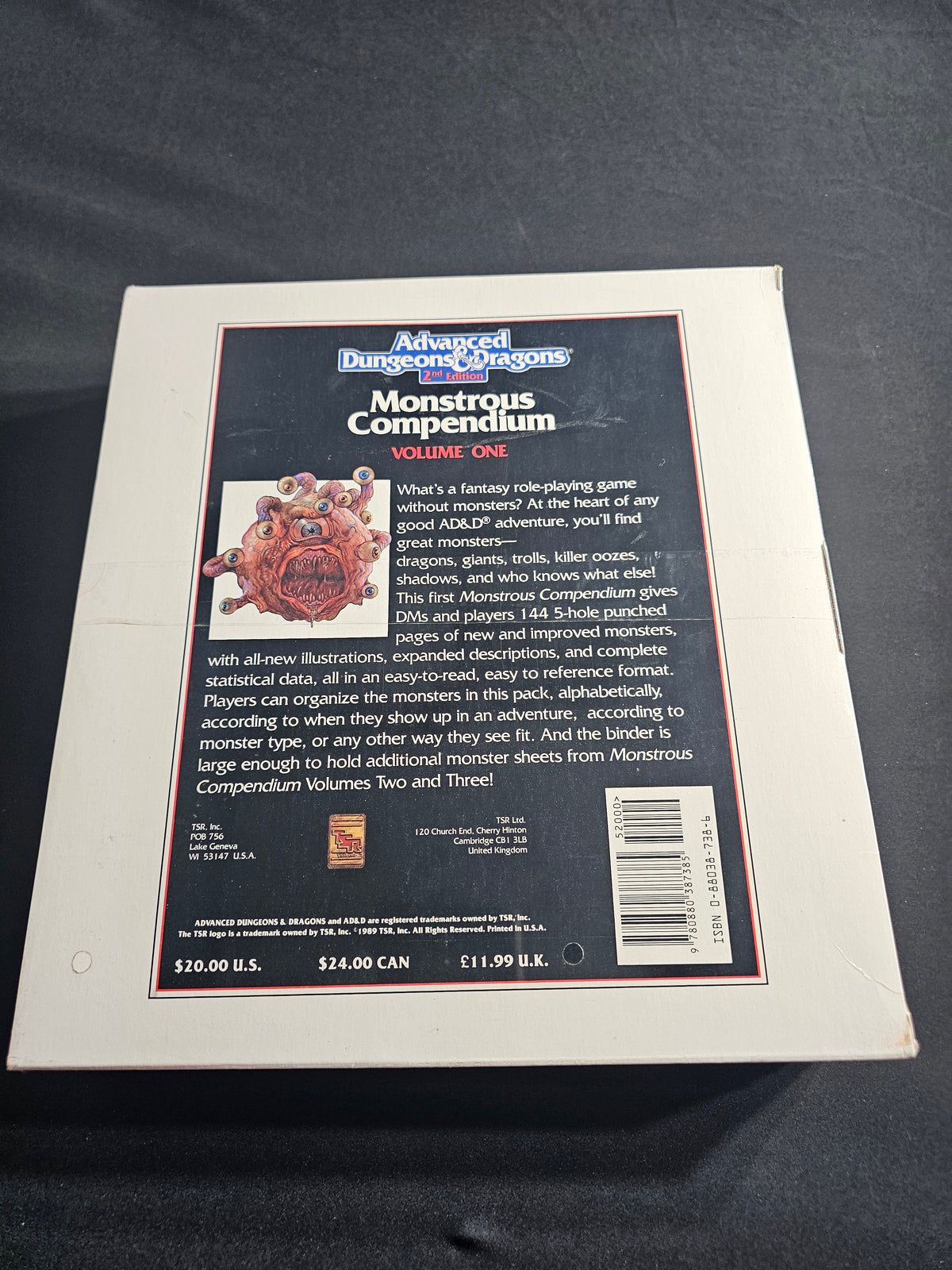 AD&D 2nd Edition Monstrous Compendium Volume One – 2nd Printing – SW