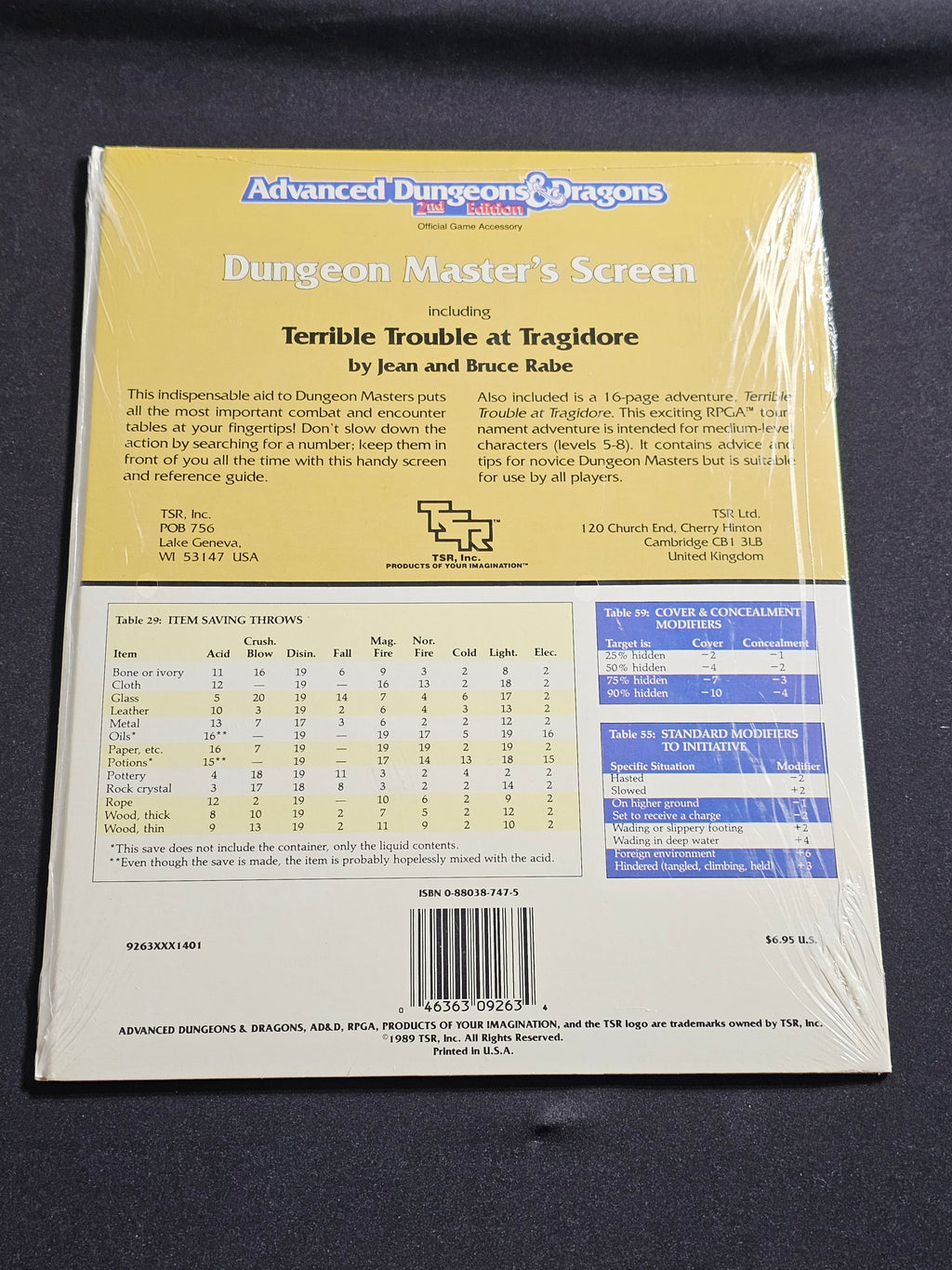 AD&D 2nd Edition Dungeon Master’s Screen REF1 – TSR 9263 SW