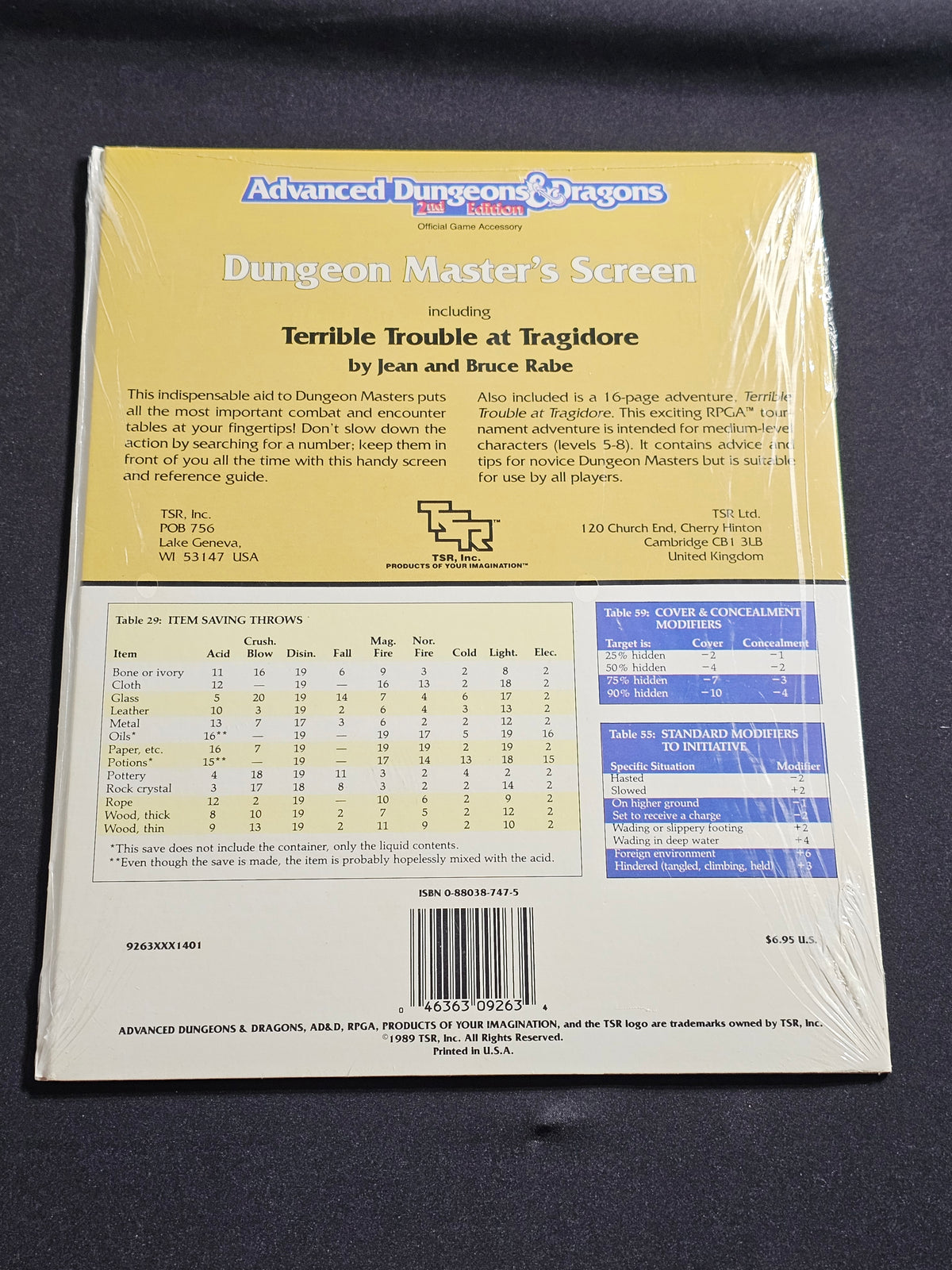 AD&D 2nd Edition Dungeon Master’s Screen REF1 – TSR 9263 SW