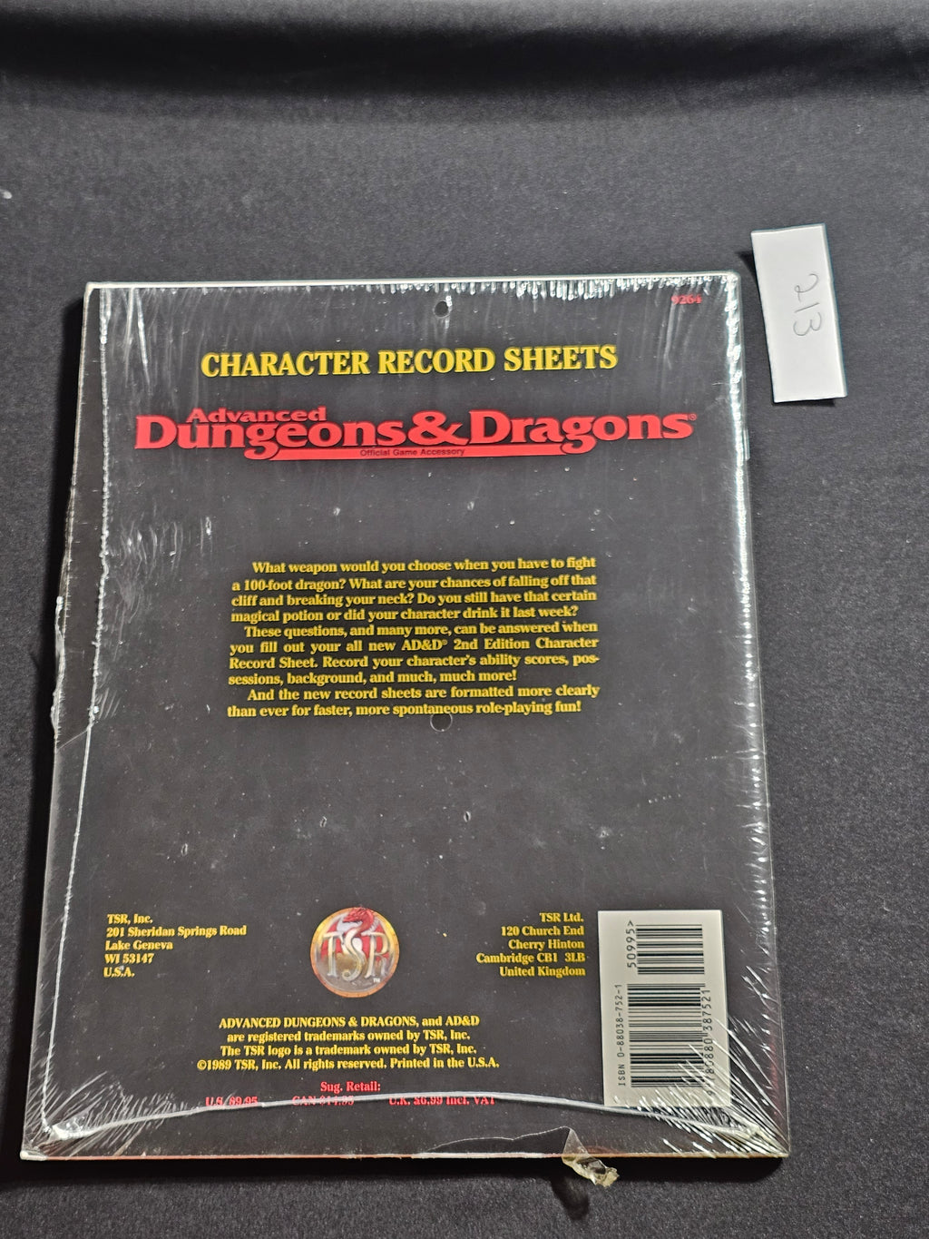 AD&D Character Record Sheets – Original TSR Sealed SW