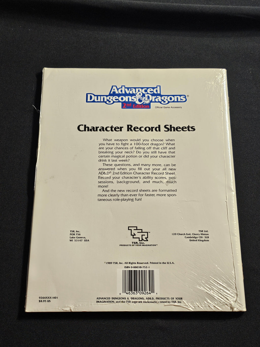 REF2 Character Record Sheets – AD&D 2nd Edition – TSR 9264 – SW
