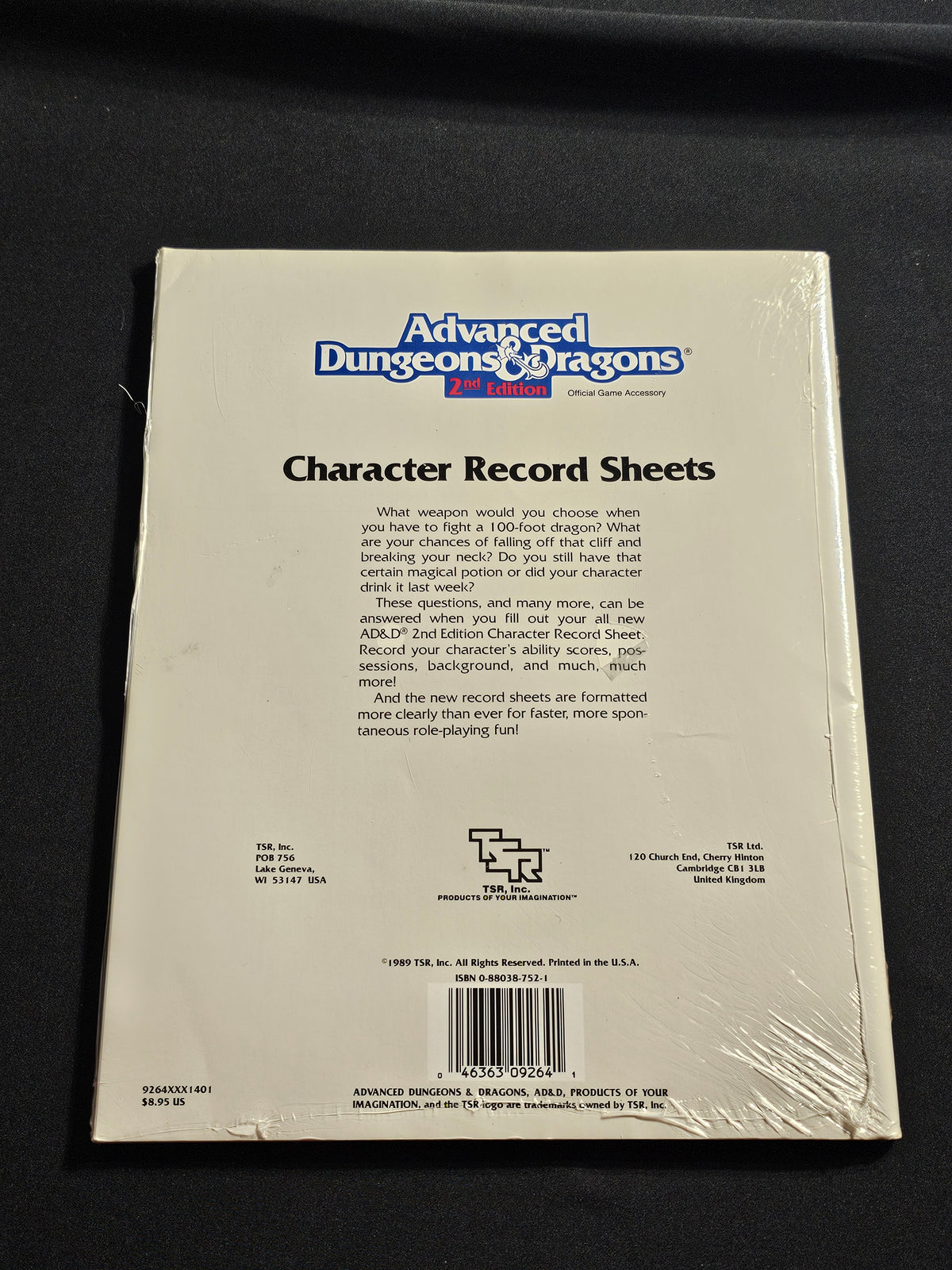 REF2 Character Record Sheets – AD&D 2nd Edition – TSR 9264 – SW
